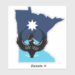 MN Loon Rising - MN State flag Aufkleber