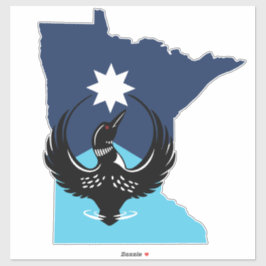 MN Loon Rising - MN State flag Aufkleber