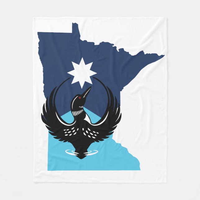 MN Loon Rising - MN State flag Fleecedecke (Vorderseite)