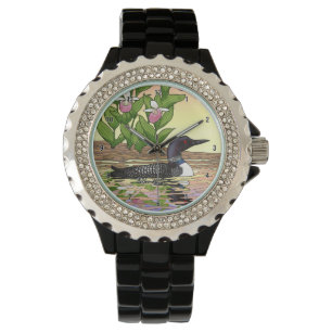MN Staat Bird Blume Loon Lady Slipper Armbanduhr