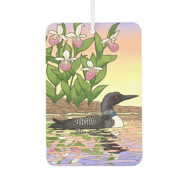 MN Staat Bird Blume Loon Lady Slipper Autolufterfrischer (Vorderseite)