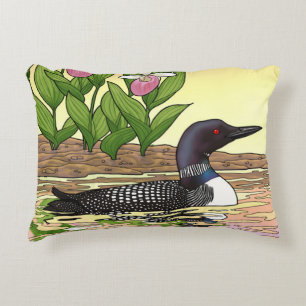 MN Staat Bird Blume Loon Lady Slipper Dekokissen