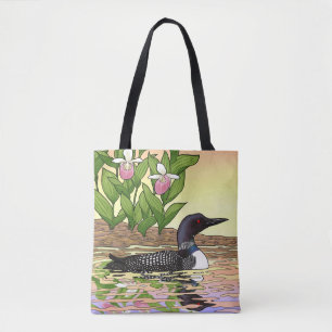 MN Staat Bird Blume Loon Lady Slipper Tasche