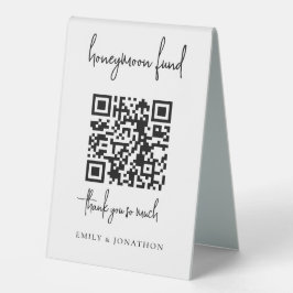 Mnimalist Script Qr Code Honeymoon Fund Hochzeit Tischaufsteller