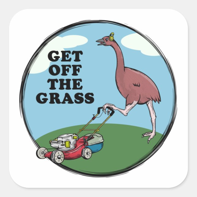 Moa mit Mäher Quadratischer Aufkleber (Vorderseite)