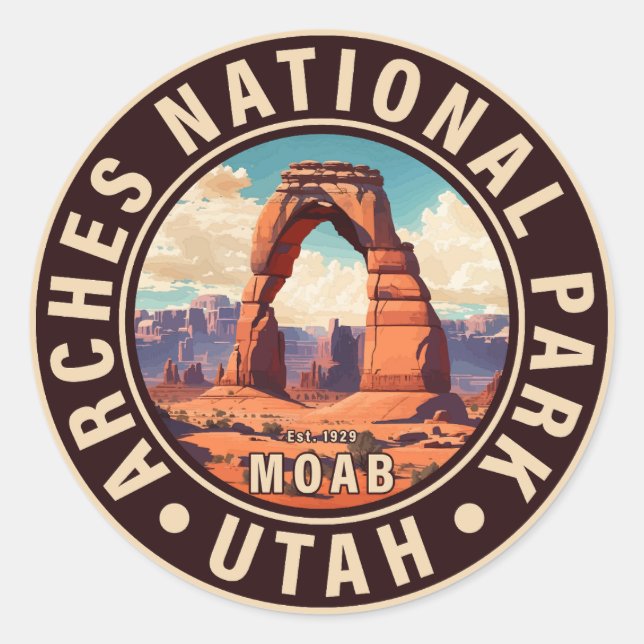 Moab Arches Nationalpark California Runder Aufkleber (Vorderseite)