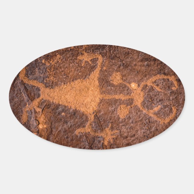 Moab Man Petroglyph Portrait - Utah Ovaler Aufkleber (Vorderseite)