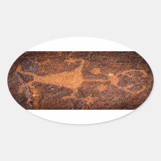 Moab Man Petroglyph Portrait - Utah Ovaler Aufkleber