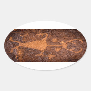 Moab-Mann-Petroglyphe-Porträt - Utah Ovaler Aufkleber