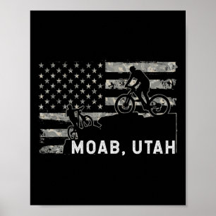 Moab Utah Mountainbike-Fahren Patriotische USA-Fla Poster