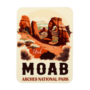 Moab Utah Vintag Sunset Arches Adventure Outdoor Magnet