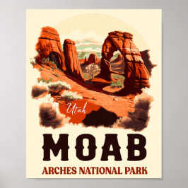 Moab Utah Vintag Sunset Arches Adventure Outdoor Poster