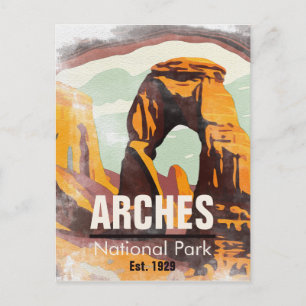 Moab Utah Vintage Sonnenuntergangsbögen Wasserfarb Postkarte