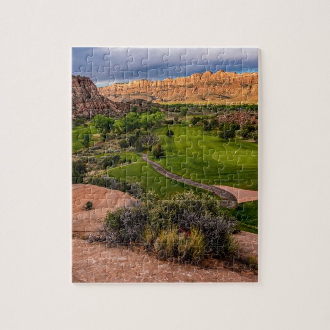 Moab-Wüsten-Schlucht-Golfplatz am Sonnenaufgang (Vertikal)