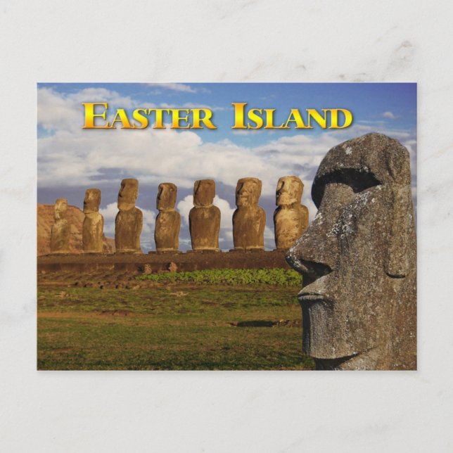 Moai bei Ahu Tongariki, Osterinsel (Rapa Nui) Postkarte (Vorderseite)