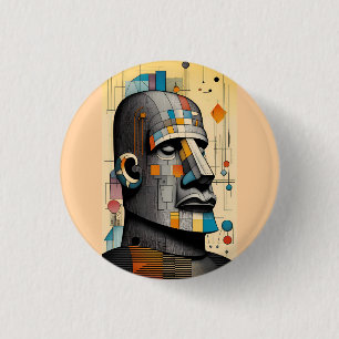 Moai - Ken Gage Tiki Art Button