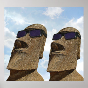 Moai mit Sonnenbrille - Plakat