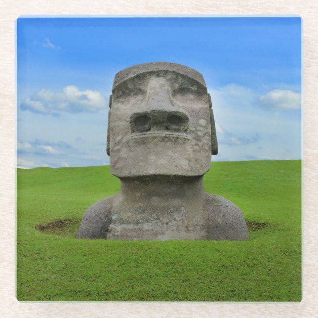 Moai Statue Osterinsel Reisetourismus Denkmal Glasuntersetzer (Vorderseite)