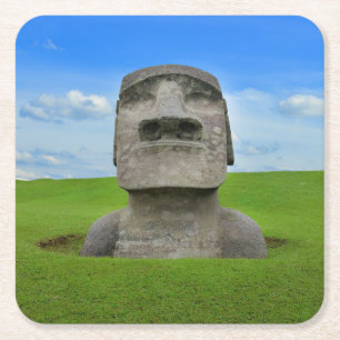 Moai Statue Osterinsel Reisetourismus Denkmal Rechteckiger Pappuntersetzer