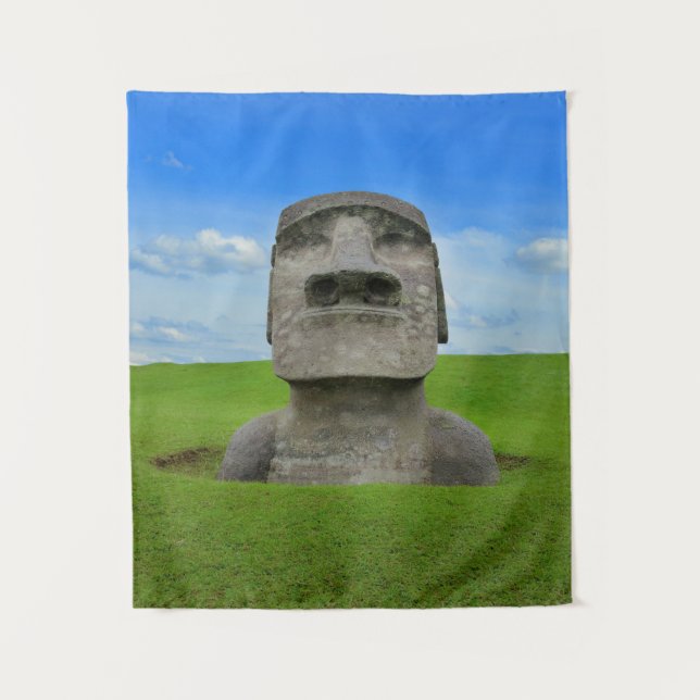 Moai Statue Osterinsel Reisetourismus Denkmal Wandteppich (Vorderseite)