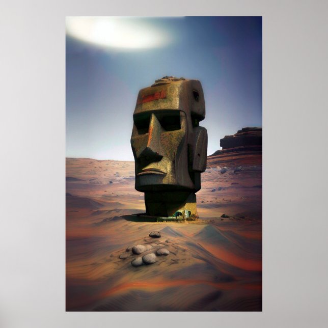 Moai von Mars Wombott Poster (Vorne)