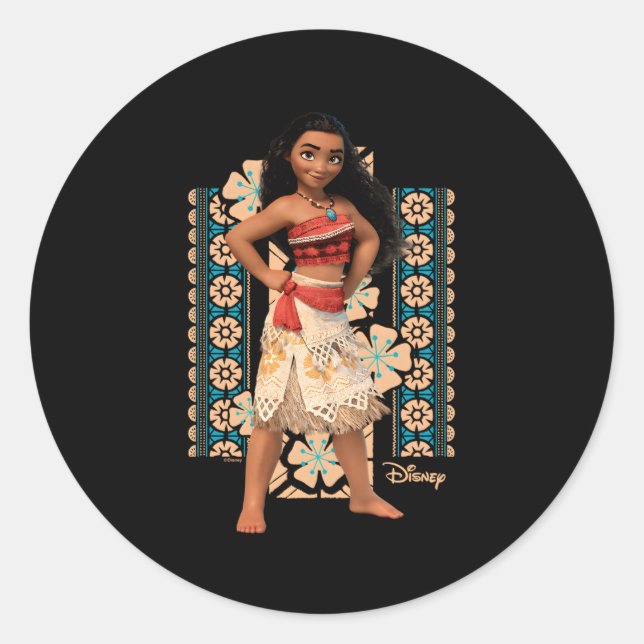 Moana Orange und Blau Runder Aufkleber (Vorderseite)