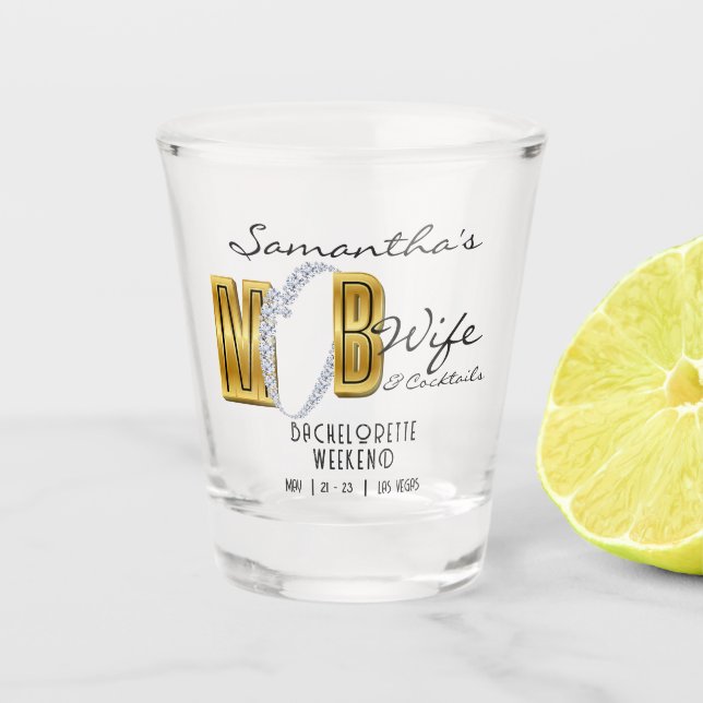 Mob Ehefrau & Cocktails Black Bach Junggeselinnen- Schnapsglas (Vorderseite)