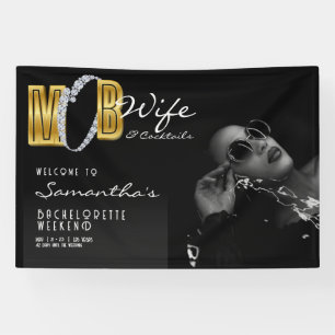 Mob Wife & Cocktails Schwarzer Bach Junggesellinne Banner