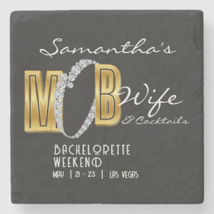 Mob Wife & Cocktails Schwarzer Bach Junggesellinne Steinuntersetzer