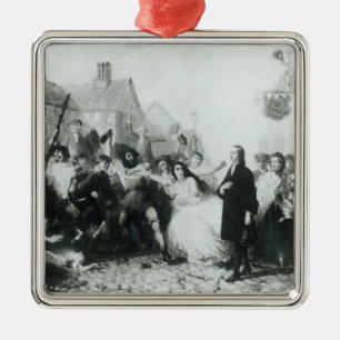 Mobbing von John Wesley bei Wednesbury Silbernes Ornament