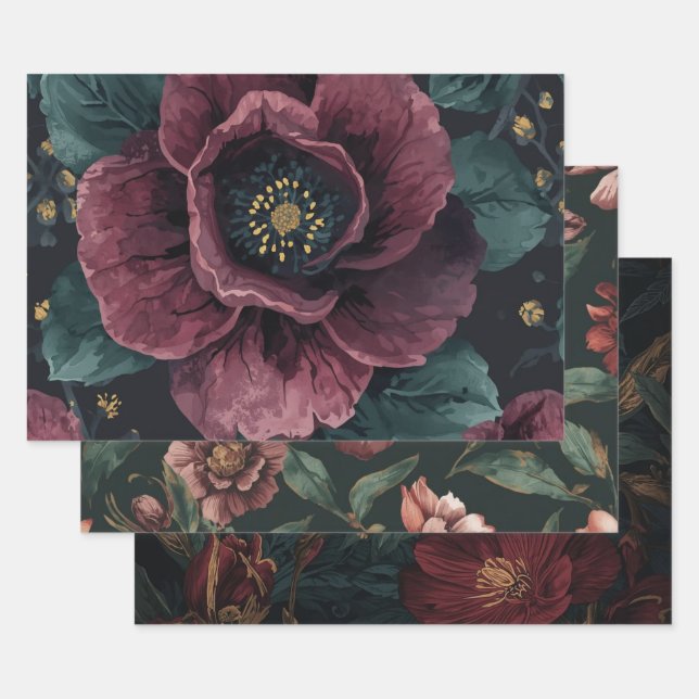 Möbel Heimwerken Dunkle Botanische Geschenkverpack Geschenkpapier Set (Set)