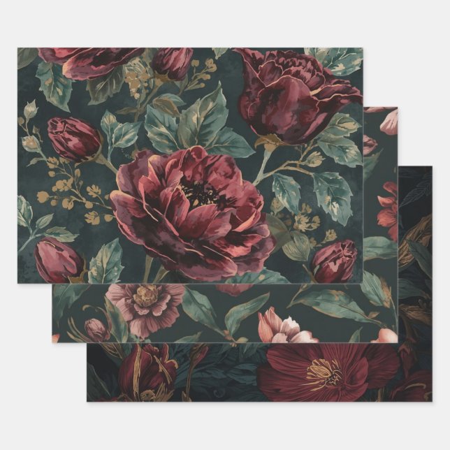 Möbel Heimwerken Dunkle Botanische Geschenkverpack Geschenkpapier Set (Set)