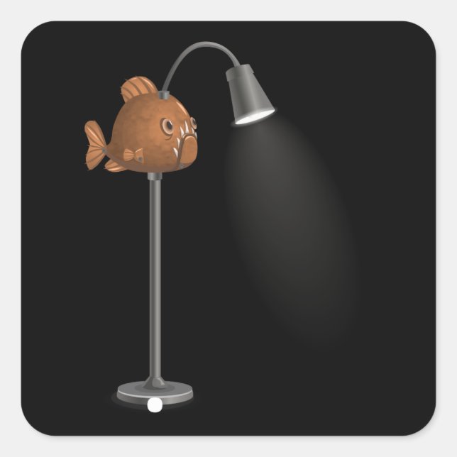 Möbelstücke Stehlampe Angeller Fischbodenlampe Quadratischer Aufkleber (Vorderseite)