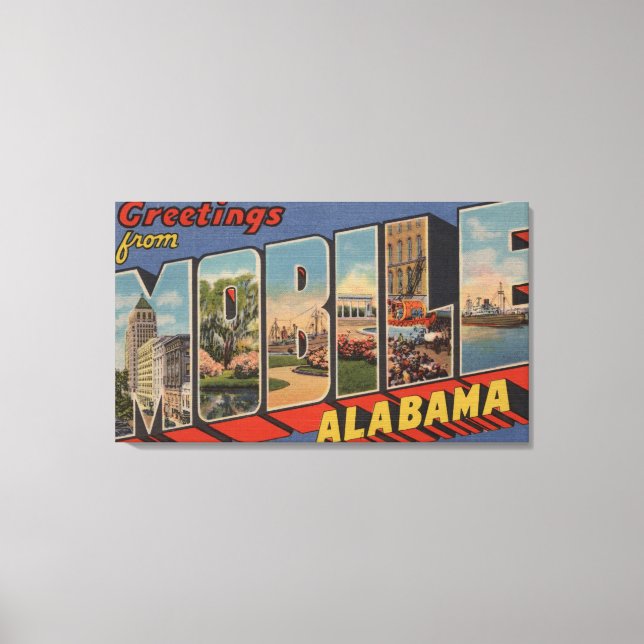 Mobile, Alabama - Große Briefmarkenszenen Leinwanddruck (Vorderseite)