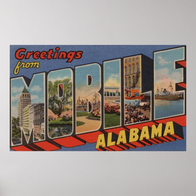 Mobile, Alabama - Große Briefmarkenszenen Poster (Vorne)