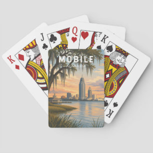 Mobile Alabama Illustration Reise Kunst Vintage Spielkarten