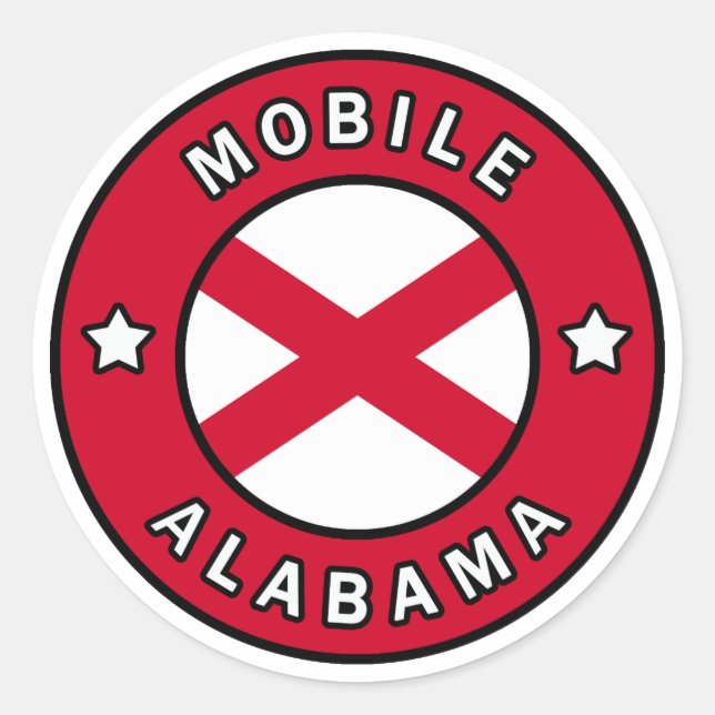 Mobile Alabama Runder Aufkleber (Vorderseite)