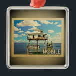 Mobile Alabama Vintage Travel Ornament<br><div class="desc">A cool vintage style Mobile ornament featuring a boat stopped on the bay.</div>