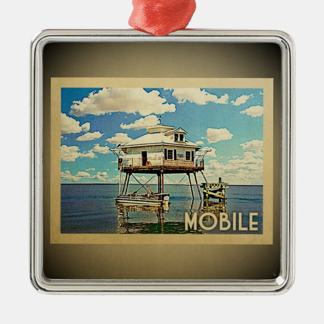 Mobile Alabama Vintage Travel Ornament (Vorne)