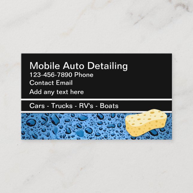 Mobile Auto im Detail Wasser fallen Geschäftskarte Visitenkarte (Vorderseite)