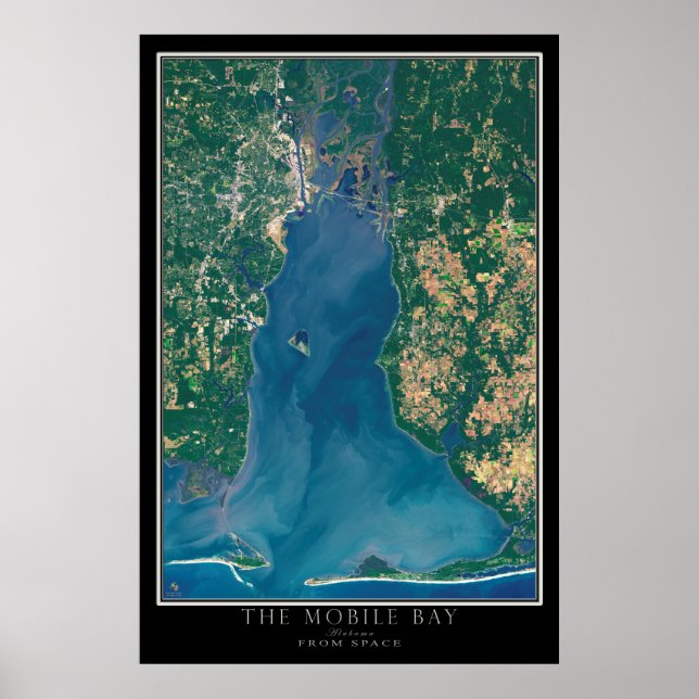 Mobile Bay Alabama Satellite Poster Karte (Vorne)