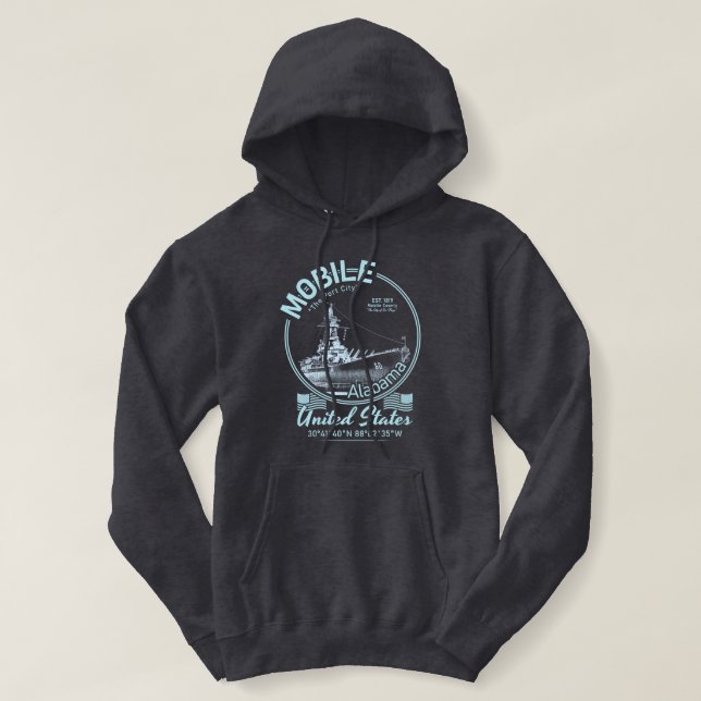 MOBILE CITY ALABAMA - USS ALABAMA BATTLESHIP HOODIE (Design vorne)