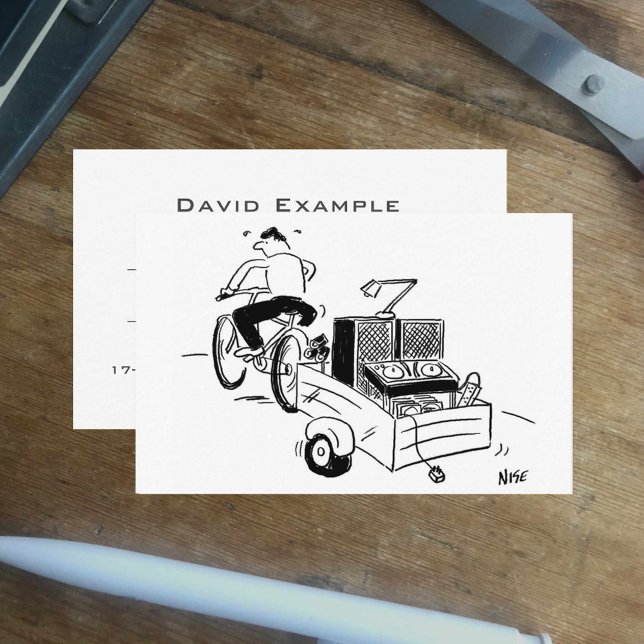 Mobile Disco mit Fun Cartoon DJ auf dem Bike Visitenkarte (Von Creator hochgeladen)