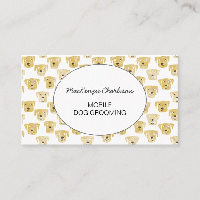 Mobile Dog Grooming Watercolor Business Card Visitenkarte (Vorderseite)