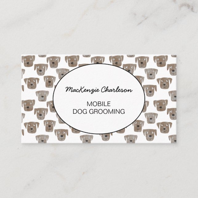 Mobile Dog Grooming Watercolor Business Card Visitenkarte (Vorderseite)