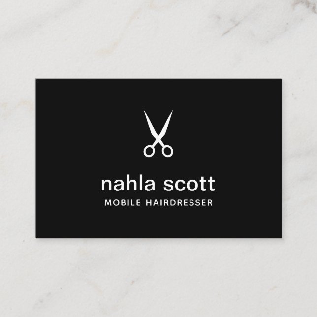 Mobile Friseur Black Scissors UK/Euro Visitenkarte (Vorderseite)