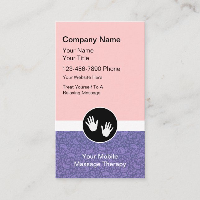 Mobile Massage Business Cards Visitenkarte (Vorderseite)