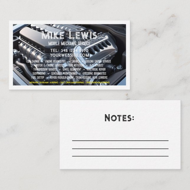 Mobile Mechanik Visitenkarte (Vorne/Hinten)