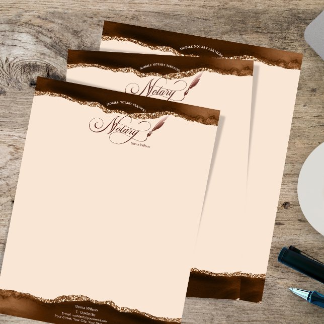 Mobile Notar & Loan Signature Agent Pink Agate Fly Briefbogen (Von Creator hochgeladen)