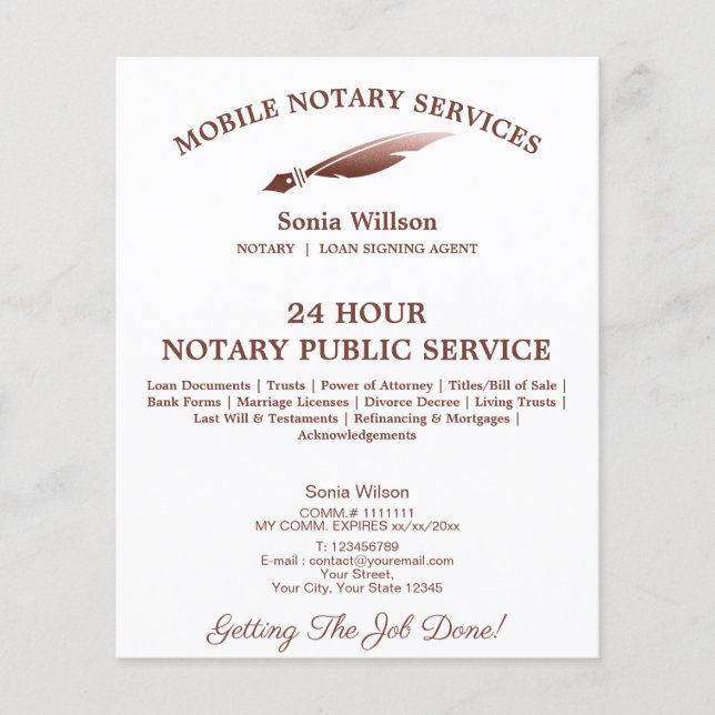 Mobile Notar & Loan Signature Agent Pink Agate Fly Flyer (Vorne)